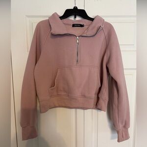 Blush Pink Half-Zip Pullover Sweatshirt